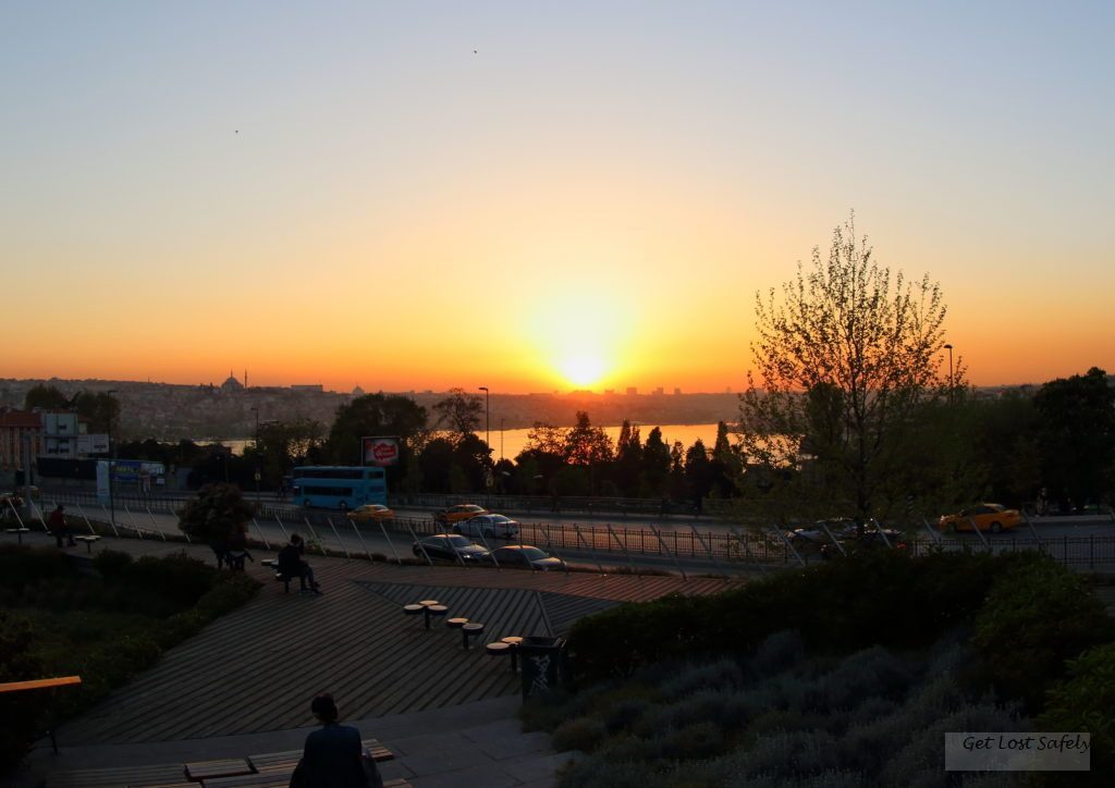 Sunset in Istanbul from Sishane Park